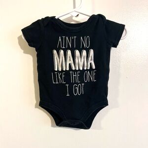 Black Baby Onesie with White Text